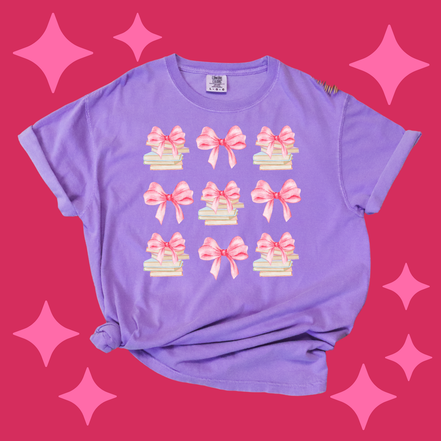 BOW AND BOOKS VIOLET T-SHIRT