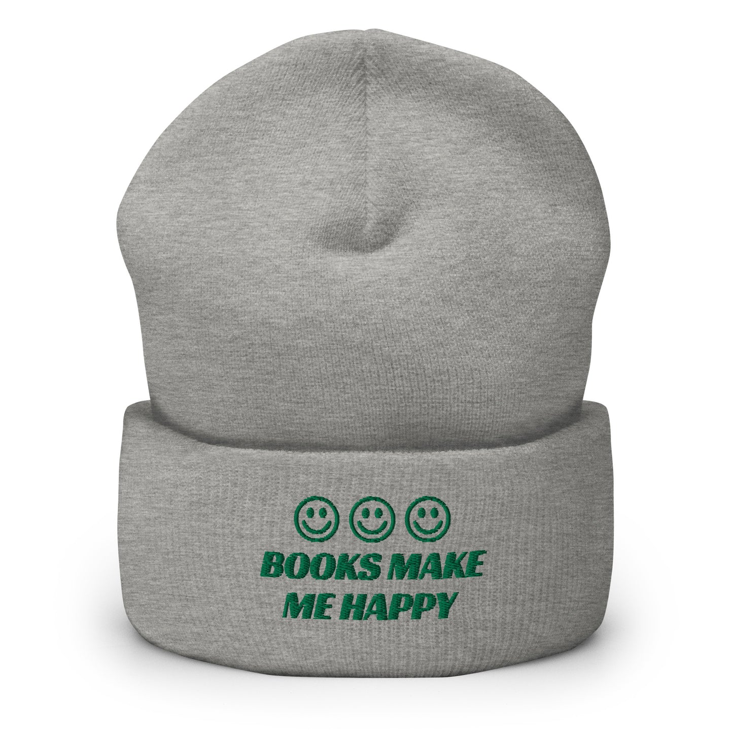 BOOKS MAKE ME HAPPY CUFFED BEANIE