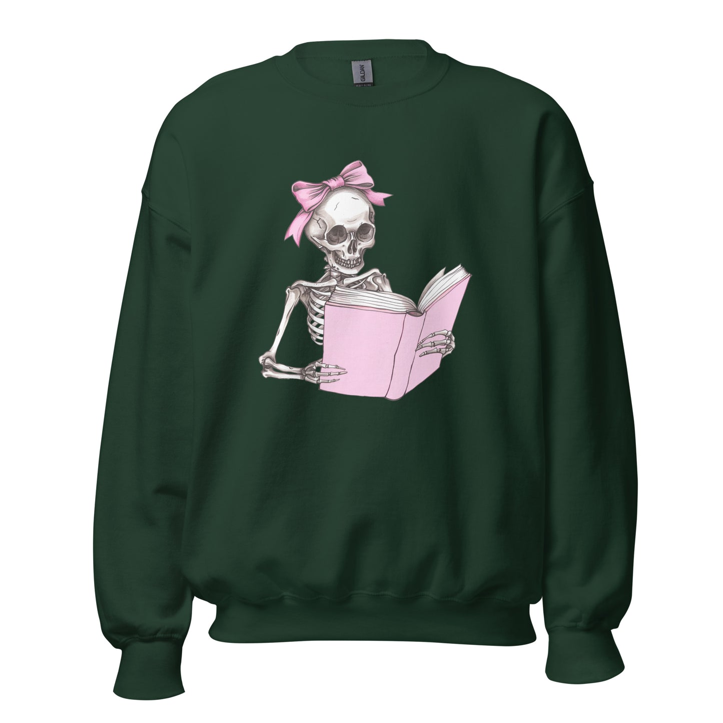 PINK SKELETON READING CREWNECK