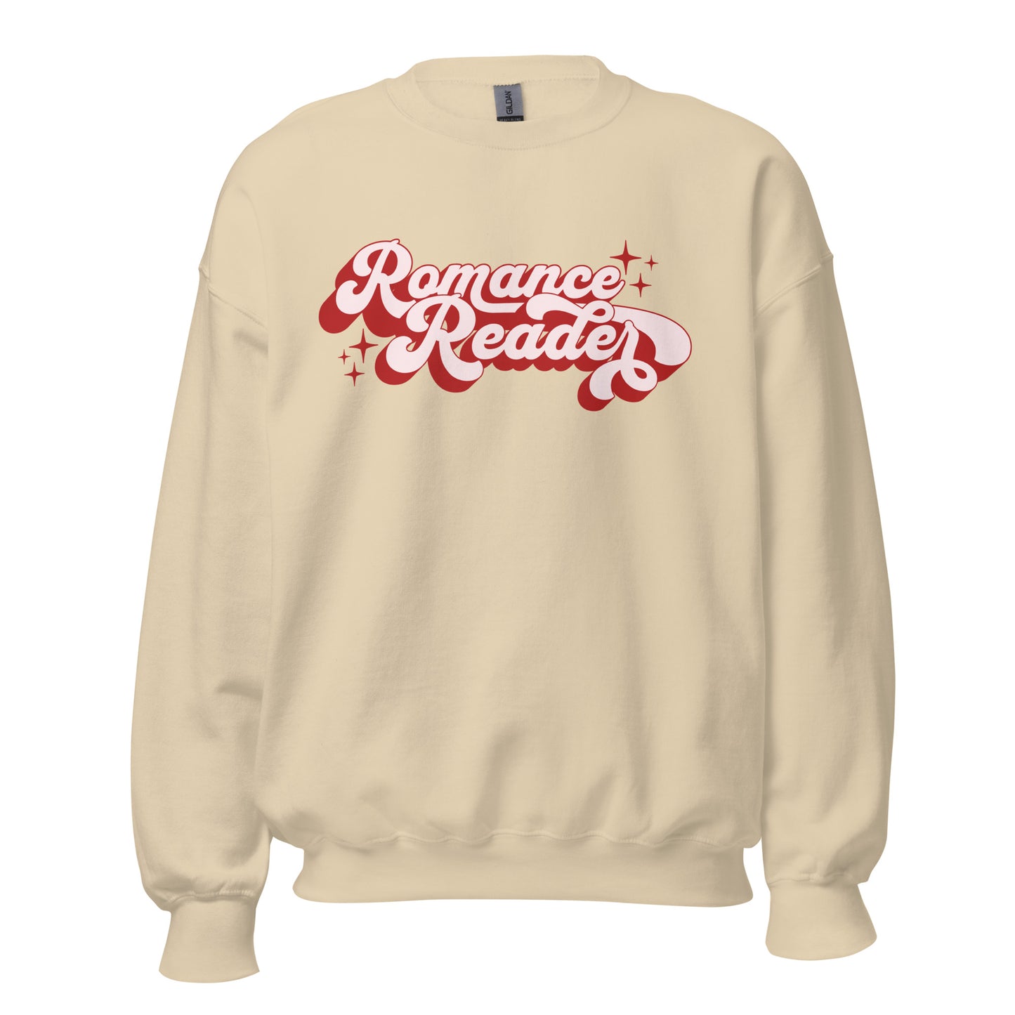 ROMANCE READER RED AND PINK FONT CREWNECK