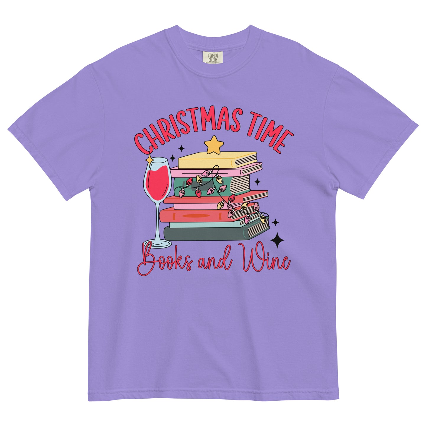 CHRISTMAS TIME, BOOKS & WINE TEE