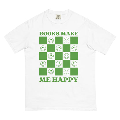 BOOKS MAKE ME HAPPY SMILEY FACE TEE